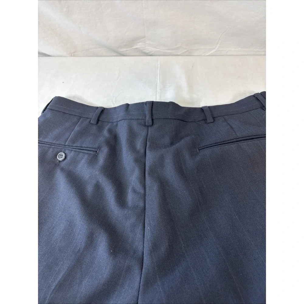 TownCraft Mens Pleated Front Dress Pants 36x30 Blue Pinstripe Wool Blend N2140